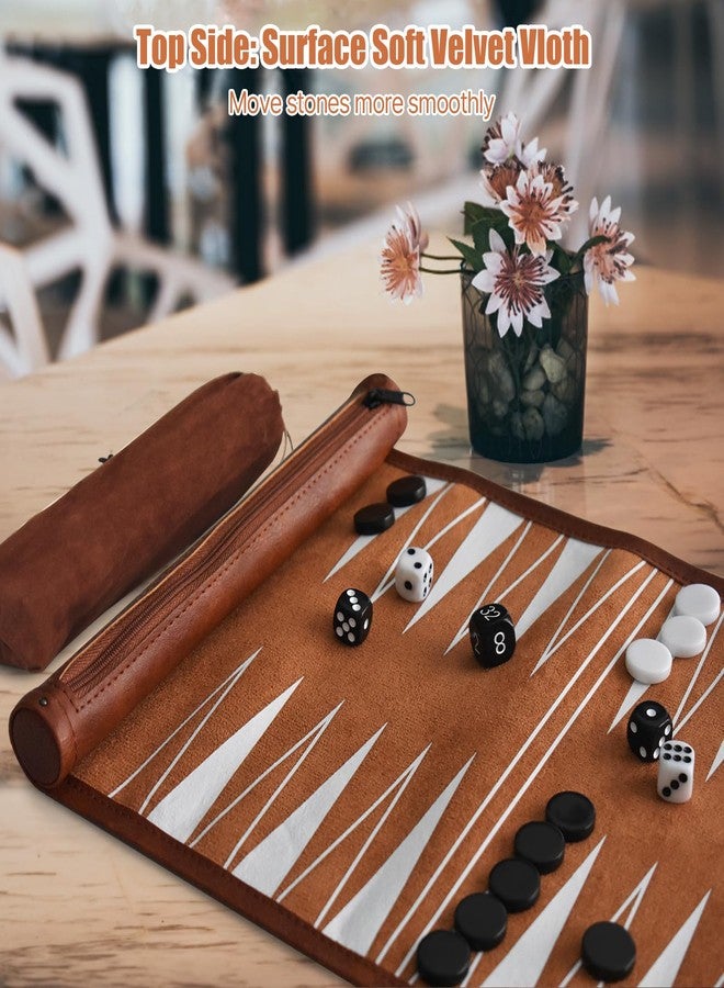 Partsmojo Chess, Checkers, and Backgammon Set 3 in 1 - Roll-up Leather Board Games, Portable and Lightweight with Drawstring Bag,Travel-Size Board Game for Camping, Backpacking, Road Trips, Adults - Image 5